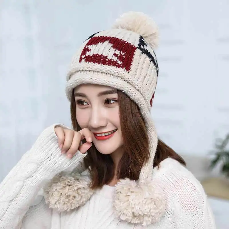 Модные вязаные шапки Ymsaid Hats2018 с помпоном для женщин и девушек плотная теплая