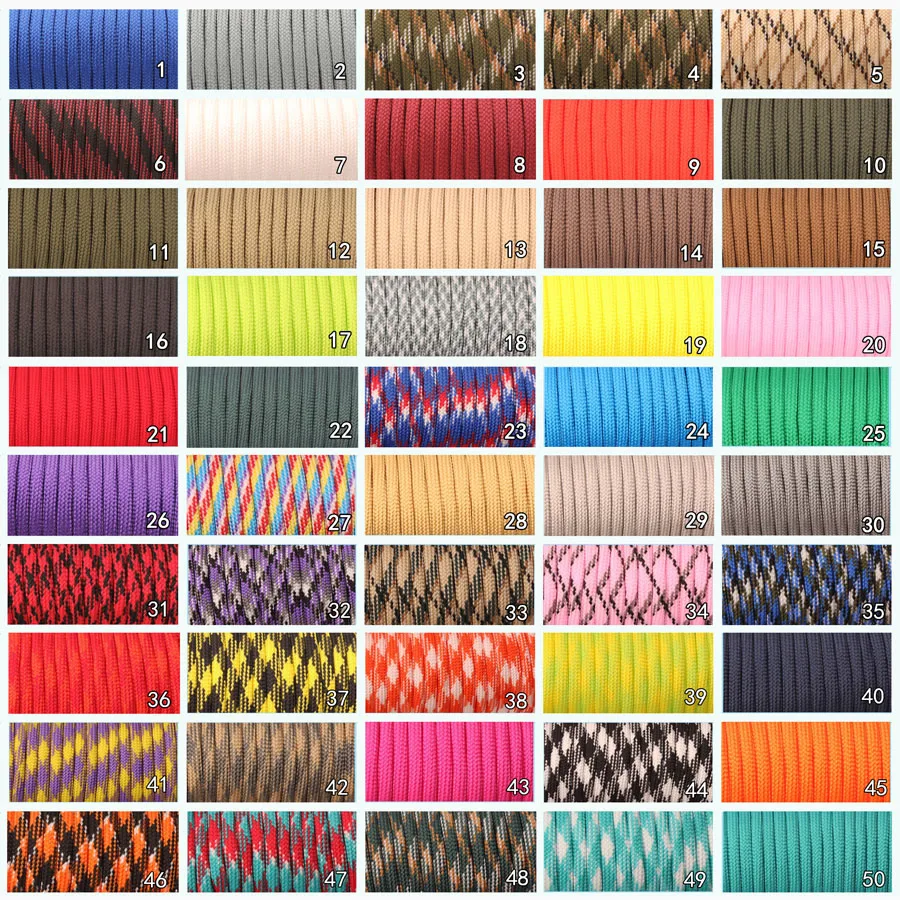 15 Color Lot of Paracord 100 Foot 550 lb 7 Strand for Camping Survival Bracelets 