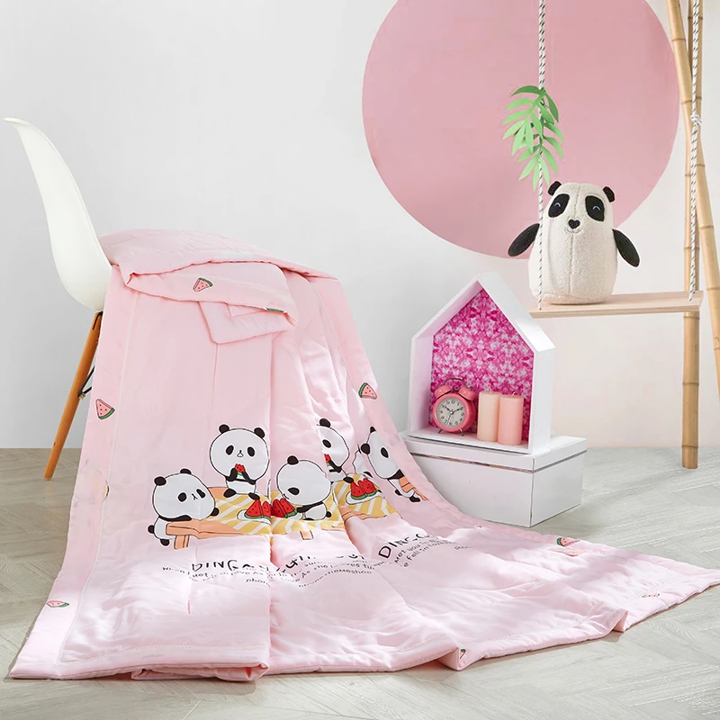 

Cartoon Lovely Pandas Quilting Summer Comforter Quilt Stitching Modal Fabric Polyester Filler Twin Queen Air-Condition