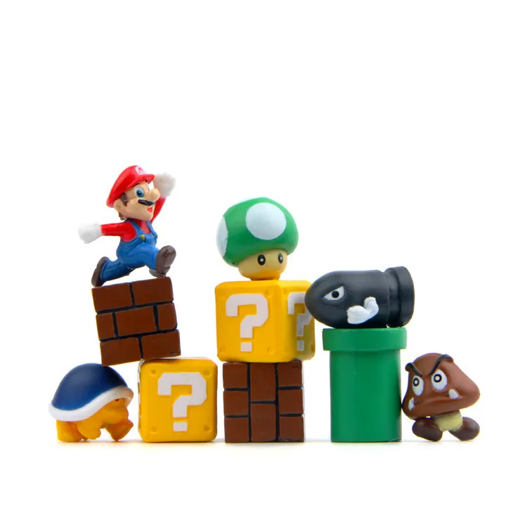 10 pcs lot Super Mario bullet mushroom turtle wall well DIY Figure doll PVC Collection action