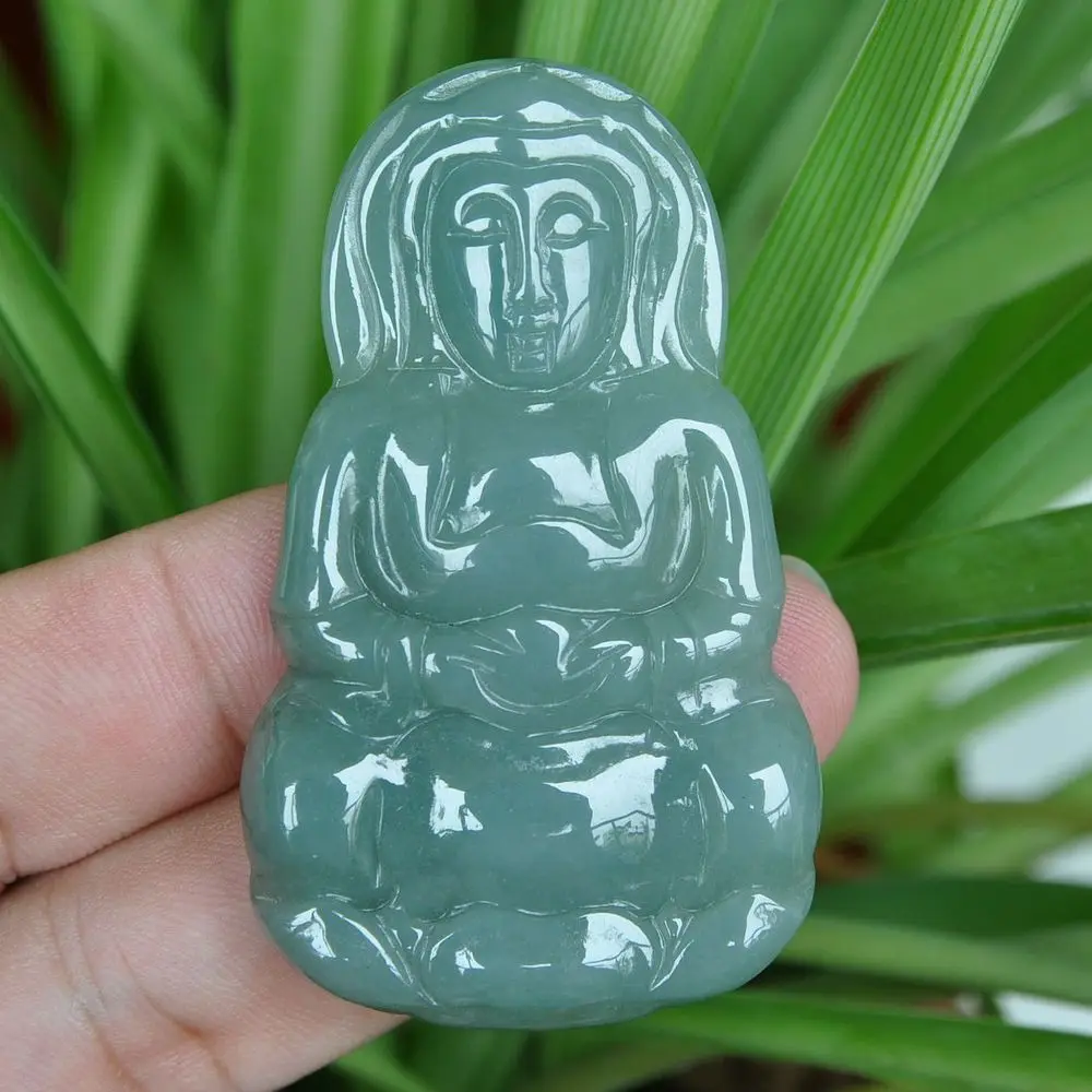 

Certified Natural "Grade A" Light green Emerald Jade Pendant ~guanyin 10.19