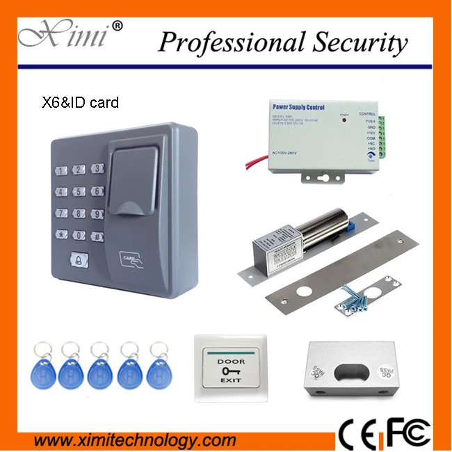 Hot selling standalone fingerprint access control system X6 power supply magnetic lock metal exit button bracket