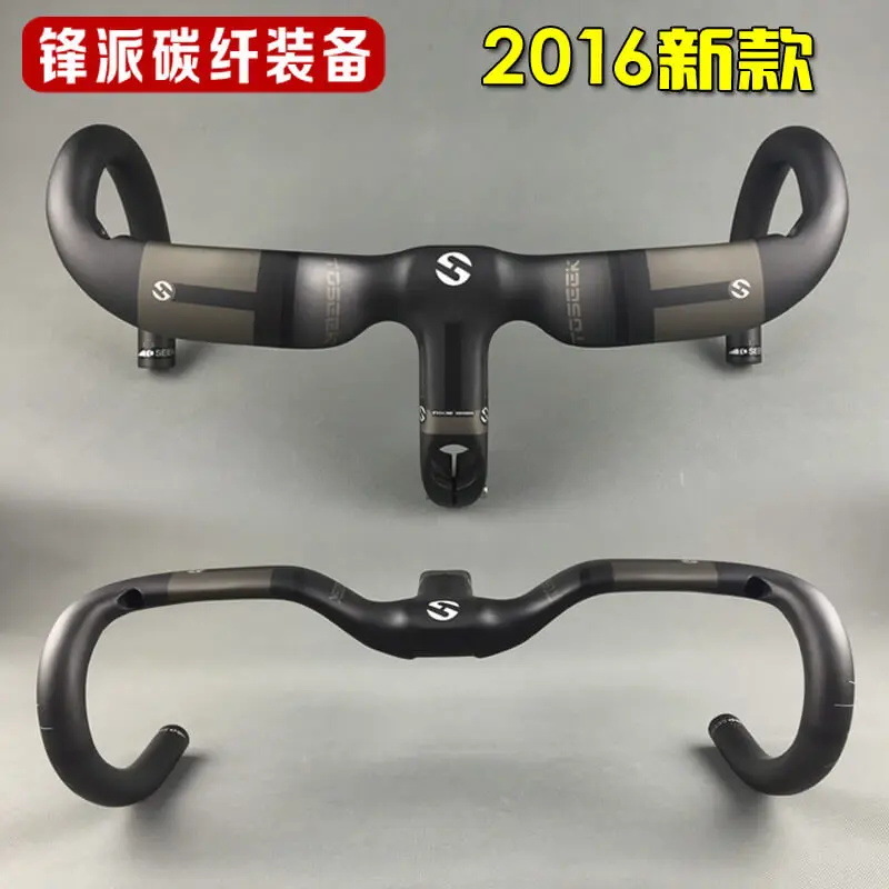 

TOSEEK Carbon Fiber Ox Horn Handlebar Stem 28.6mm Integrated Handlebar BMX Road Bike Ultralight Bent Bar 400/420/440mm Handlebar