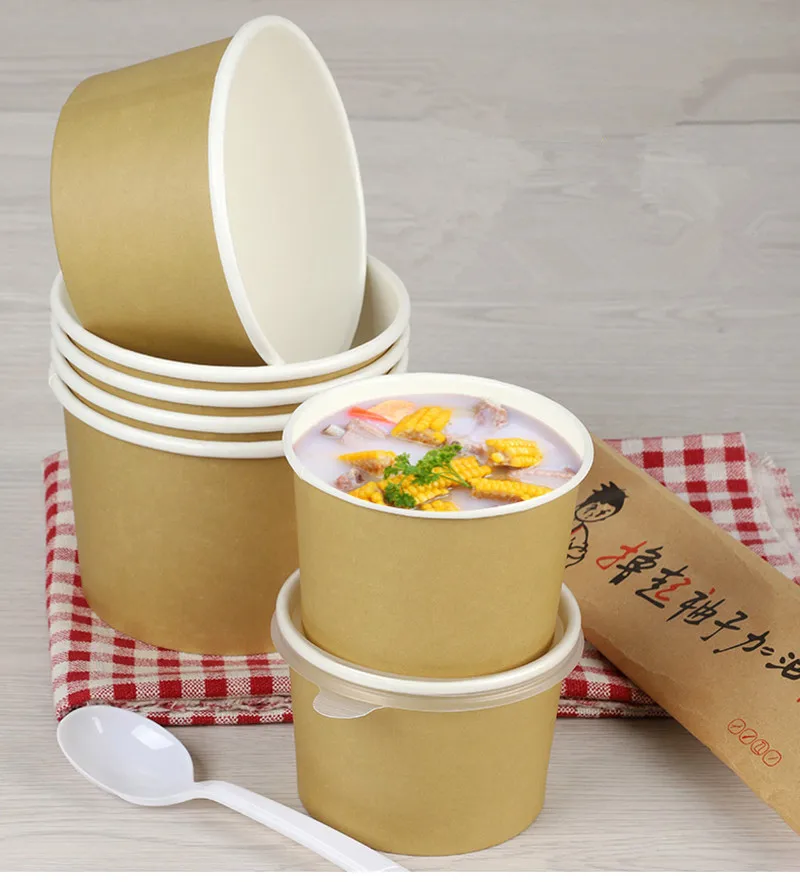 500x 12oz To-Go Soup Bowls Disposable Food Take Outs Containers for  Restaurant Cold Hot Meals with Lids White - AliExpress