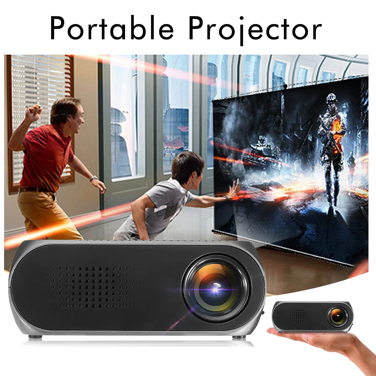 YG320 1080P Mini Portable LED Projector 4000 Lumens 23 Languages Home Theater Can read U disk TF card AV connection DVD box YG320 1080P Mini Portable LED Projector 4000 Lumens 23 Languages Home Theater Can read U disk TF card AV connection DVD box