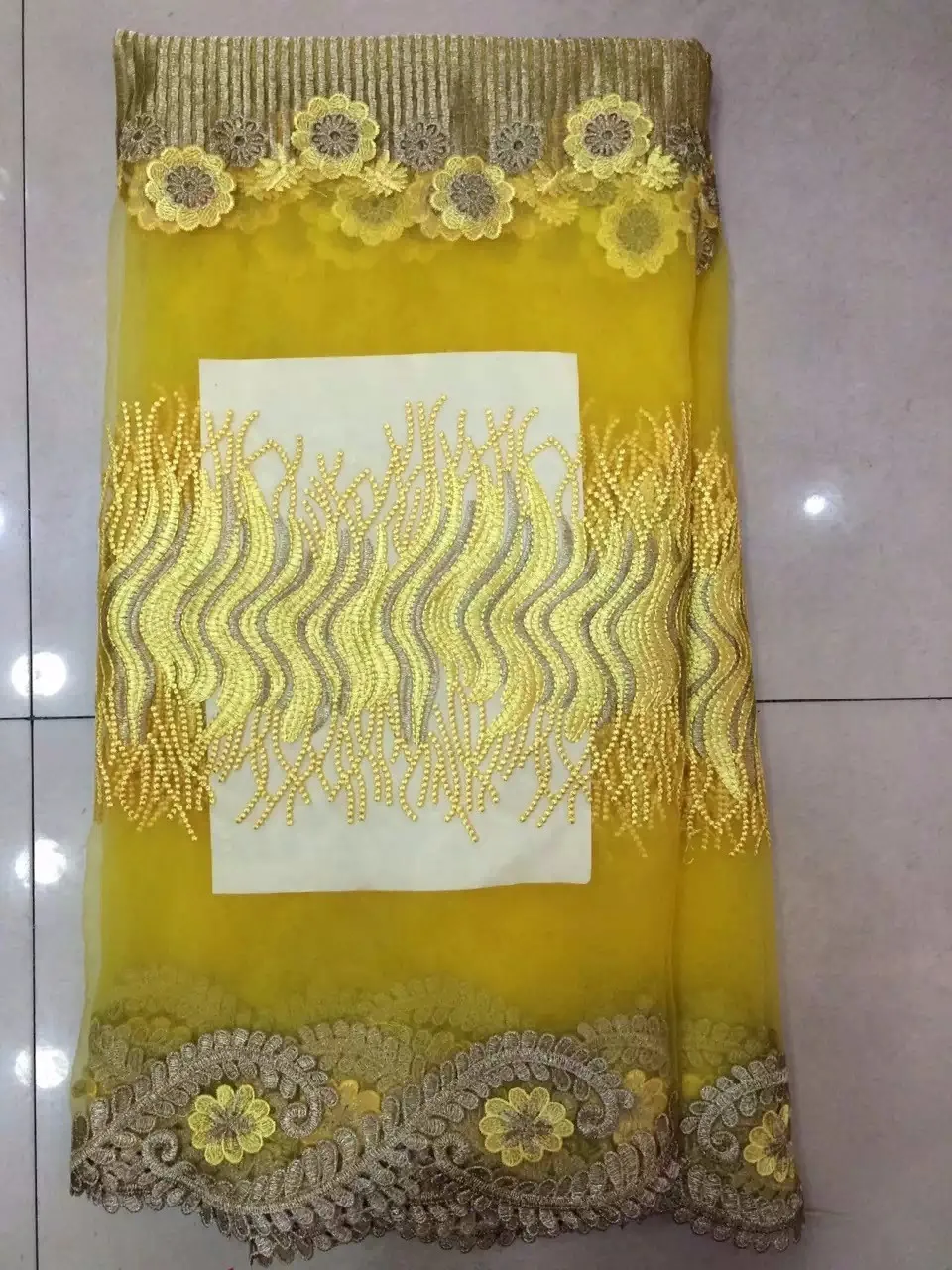 New interlock lace african swiss voile 5yards yellow Top Quality French Lace net fabric With embroidery For women | Дом и сад