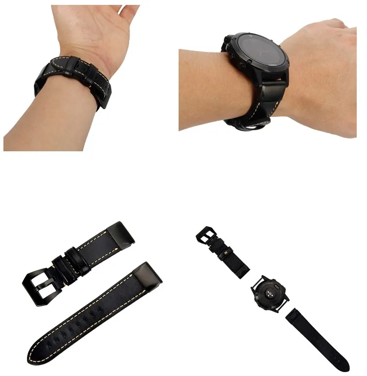 Ремешок из натуральной кожи для Garmin Fenix3 Hr 5X Plus пособие Mk1 D2 Delta PX 26 мм|Ремешки часов|