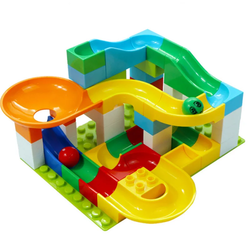 

Non-Toxic Plastic Marble Race Run Maze Ball Track Building Blocks Plastic Funnel Slide Bricks Compatible Legoingly Duplo Block