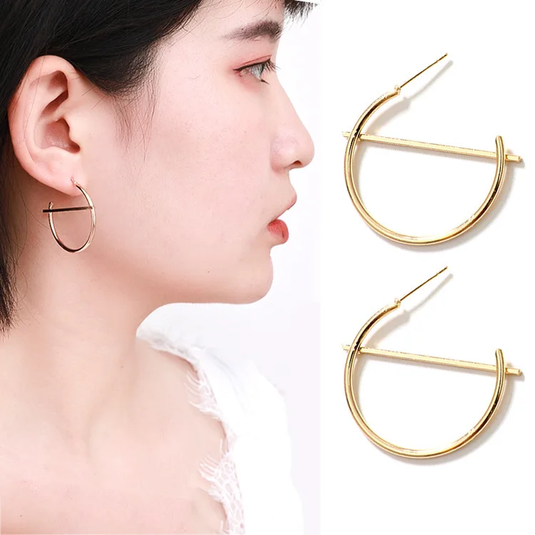 

Earings Brincos Para As Mulheres Simple Personality Metal Retro-geometric Earrings Temperam Vintage Geometric Tin Alloy Hoop