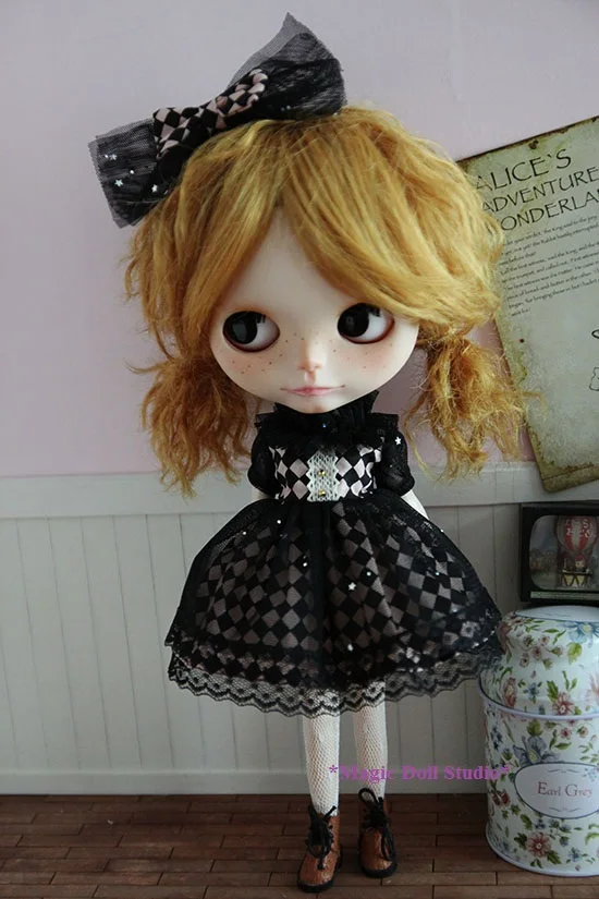 [MG133] Blyth кукла платье# черное Сетчатое платье для Neoblythe Кукла Одежда делая 12 вкл куклы наряды