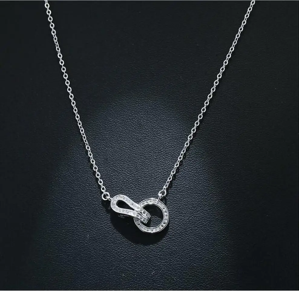 925 sterling silver necklace Korean fashion geometric circle necklace