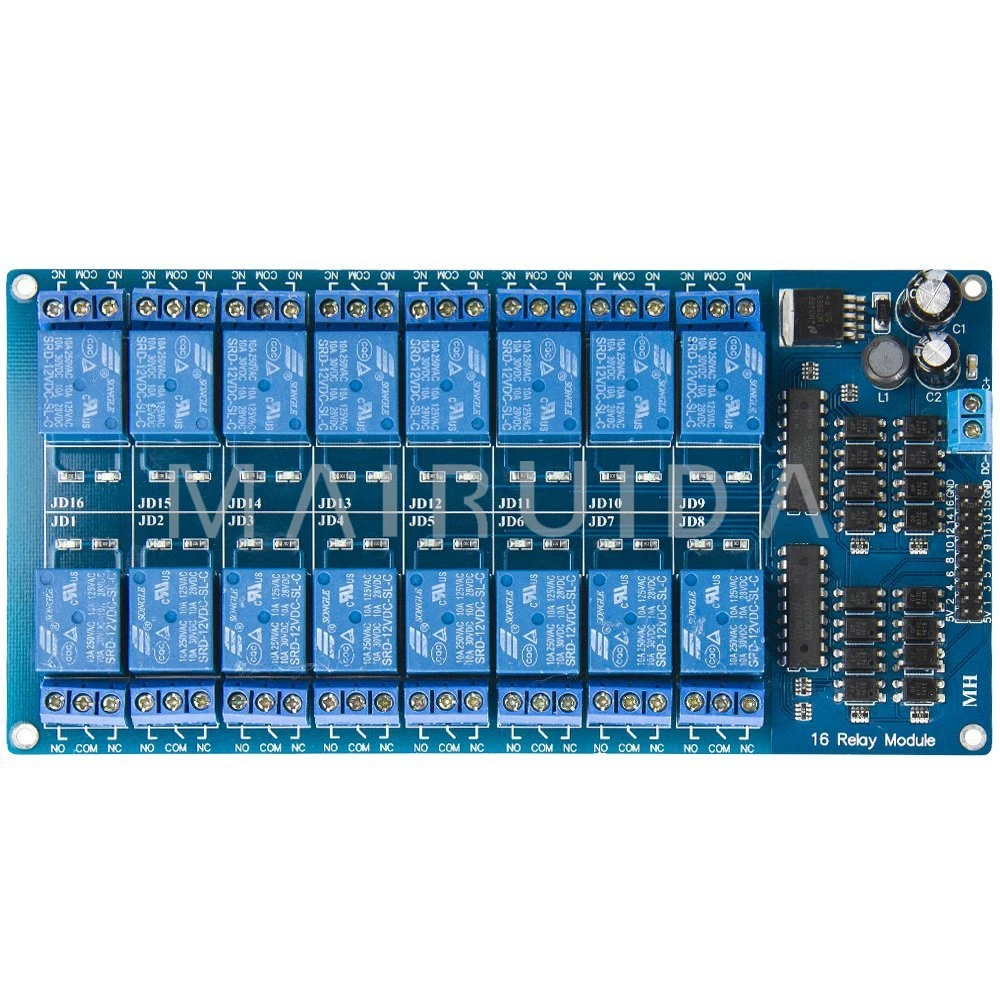 12-В 16-канальный релейный модуль Интерфейсная плата PIC ARM DSP PLC со стандартной