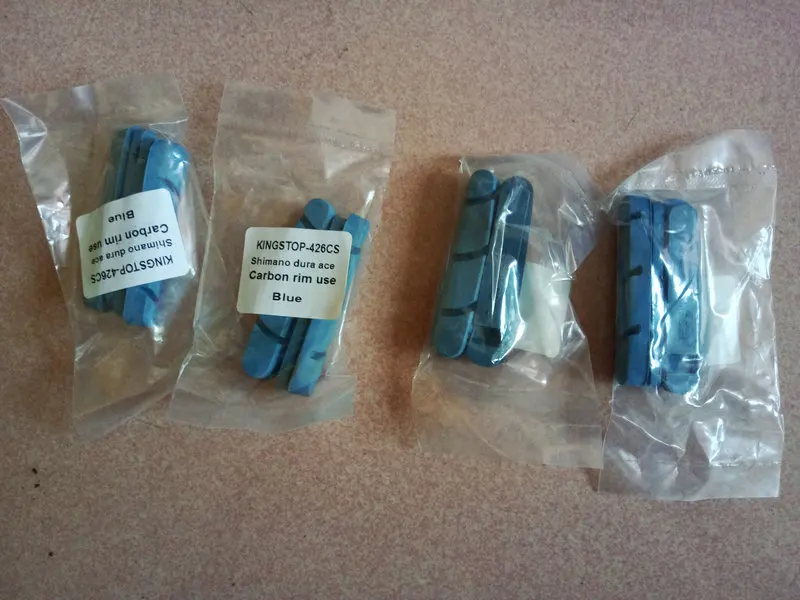 

4Pairs Blue Brake Pads Cork Wood Material replacemet for Carbon Rim Use only with Shima/Campy promotion other Black/Brown colors