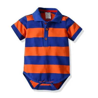 Лидер продаж! Летняя Одежда для новорожденных мальчиков тонкий костюм с короткими рукавами детский комбинезон в разноцветную полоску, хлопковая Повседневная Пижама - Цвет: red