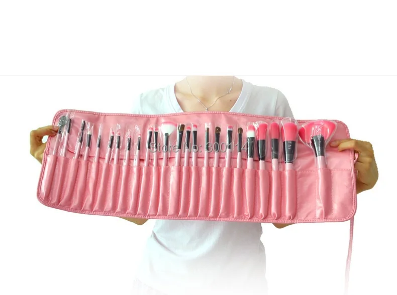Распродажа 24 шт. профессиональные розовые тени для век DIY Макияж Расчёски для волос набор черный косметическая порошок Кисточки комплект