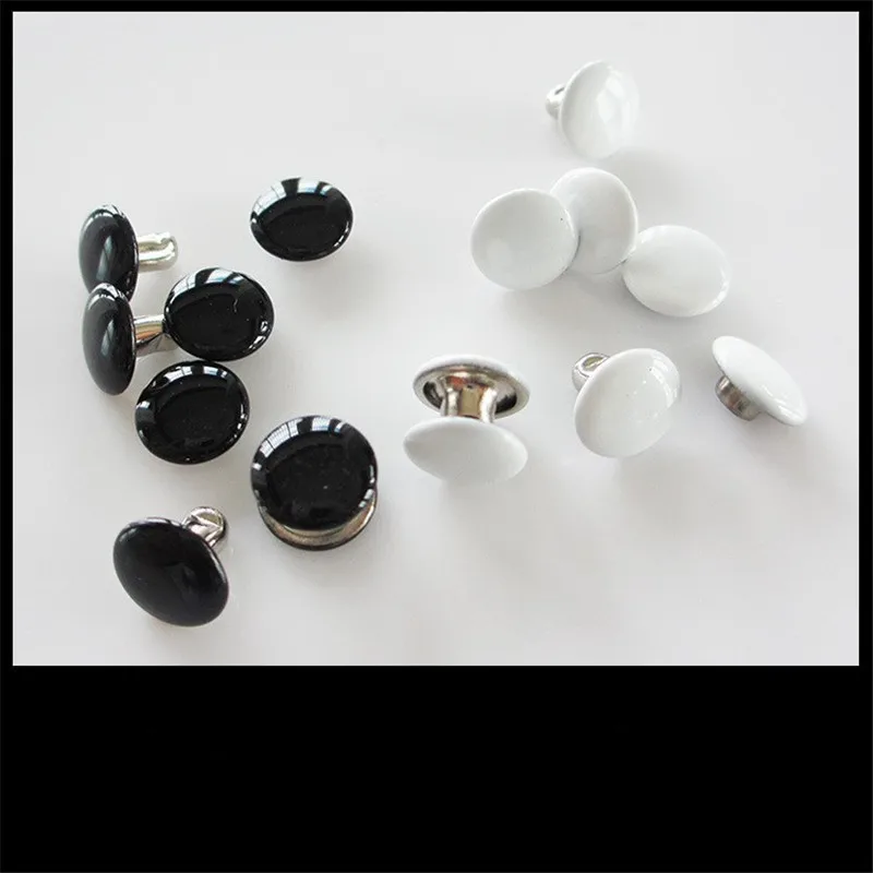 DoreenBeads Лидер продаж 20 шт. Белый Черный Цвет двухсторонние полумедные заклепки для