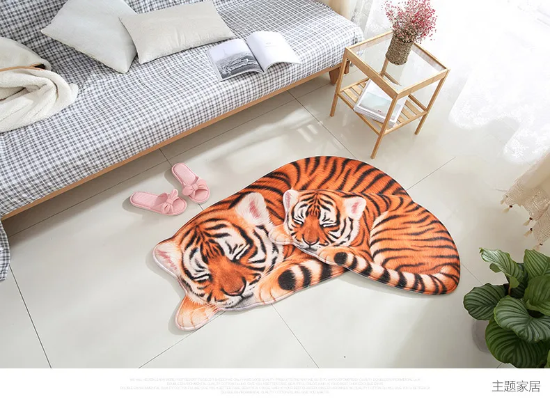 Милый ковер в форме льва, тигра, животного, 3d моделирование, плотный коврик, дверной коврик, детская комната, замша