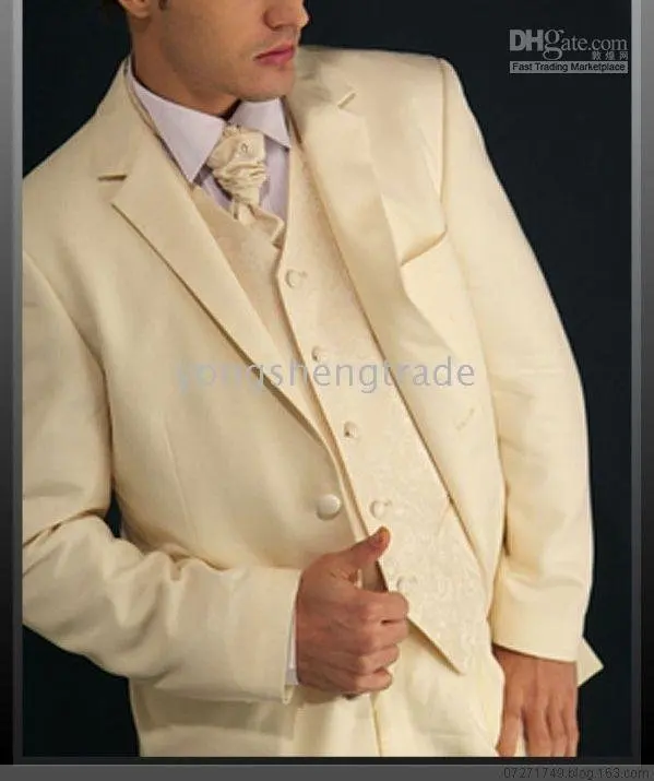 Off White Mens Wedding Suits, Western Style Wedding Suit , Groom Tuxedos , Groom garment ,Custom