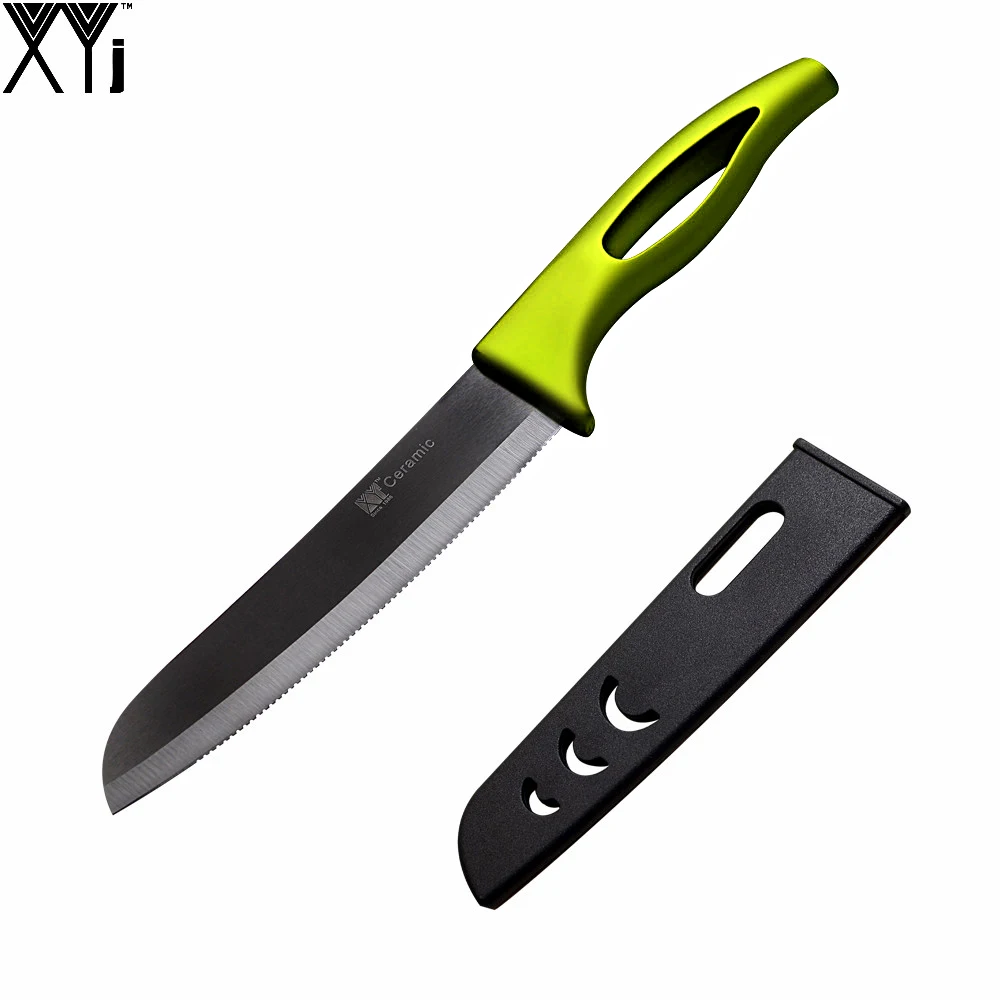 XYJ абсолютно 6 дюймов Santoku керамический нож острый черный кухонный и одна крышка