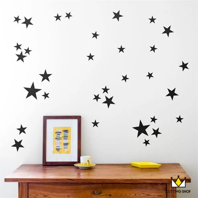 

39PCS five-pointed star sticker children's room sky star detachable star decorative wall sticker for children space wall sticke