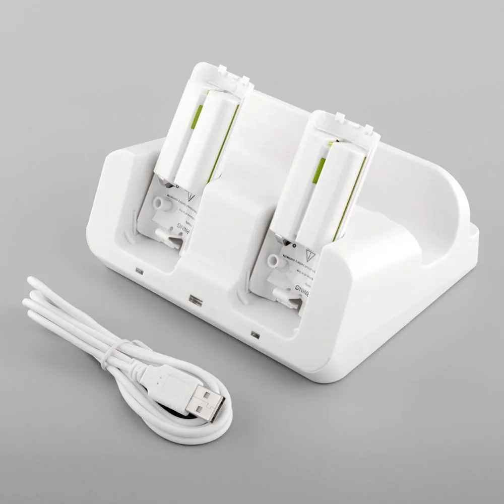 

MVPower DC 5V 3 in 1 Charger Charging Dock Station Docking White +2 Battery Case For Nintendo Wii Gamepad Joypad Controller