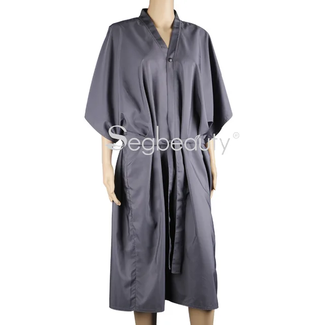 Kimono Robe Bath 43 Long Spa Massage Robe Gown Solid Color Smock Cape Dress Hair Dye Shampoo Makeup Client Apparel Uniform Grey