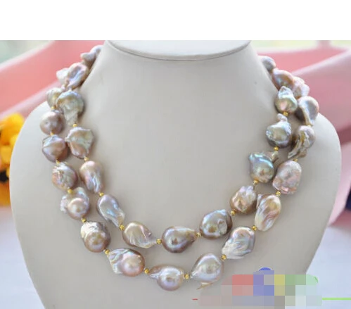 

QW106 32" 28mm pink lavender baroque KESHI REBORN PEARL NECKLACE ^^^@^Noble style Natural Fine jewe SHIPPING (C0309)