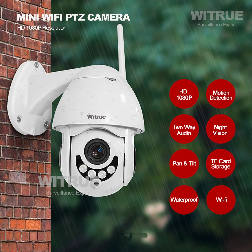 Mini IP Camera PTZ Wifi Wireless 1080P Outdoor Waterproof IR Nightvision Two Way Audio TF Card Storage Security CCTV Camera Mini IP Camera PTZ Wifi Wireless 1080P Outdoor Waterproof IR Nightvision Two Way Audio TF Card Storage Security CCTV Camera