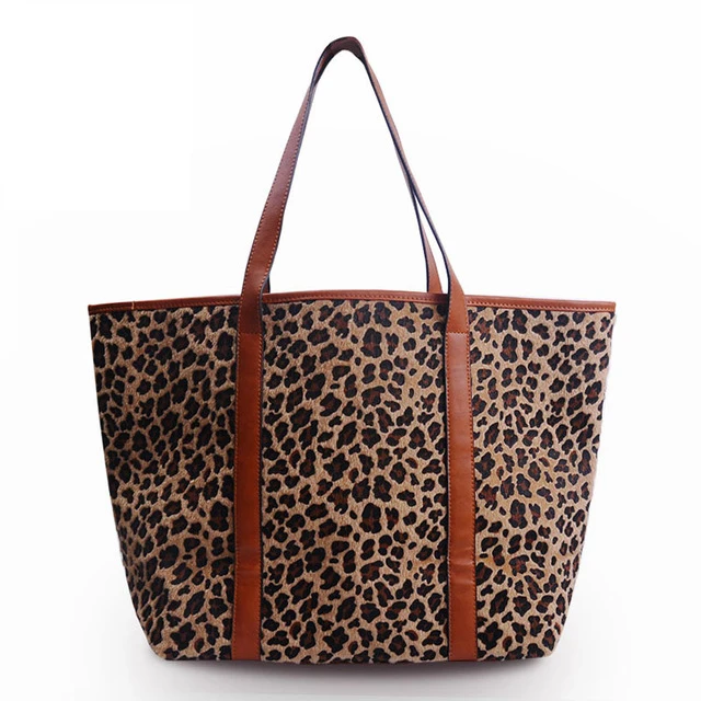 Leopard Cheetah Women Handbag Hasp Closure Large Capacity Fashion Short