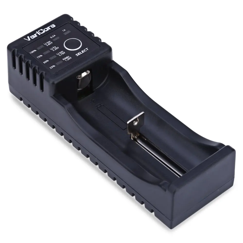 

New High Efficiency Special Design High Quality Varicore U4 0.5A / 1A Li-ion Ni-MH Li-Fe Single Slot Battery Charger with USB