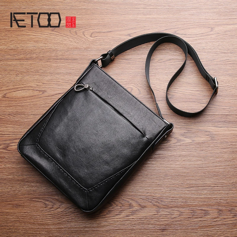 

BJYL Leather men's single shoulder Bao Han business leisure vertical men's bag Baotou layer cowhide oblique cross bag