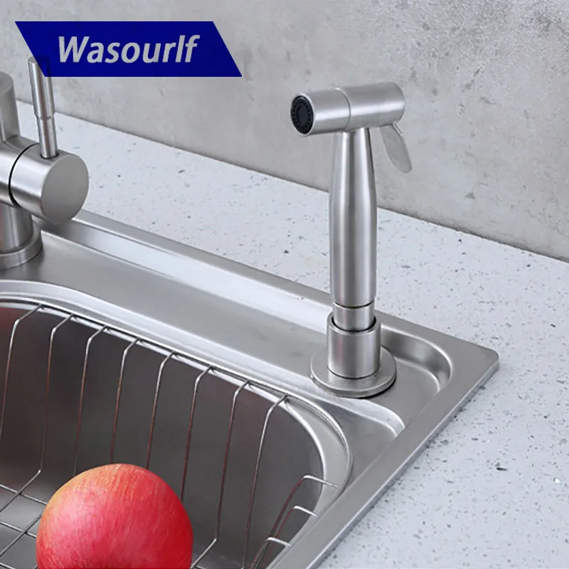 Выдвижной кухонный смеситель Wasourlf, набор распылителей из нержавеющей стали для раковины, умный душевой кухонный набор со шлангом, легко мыть