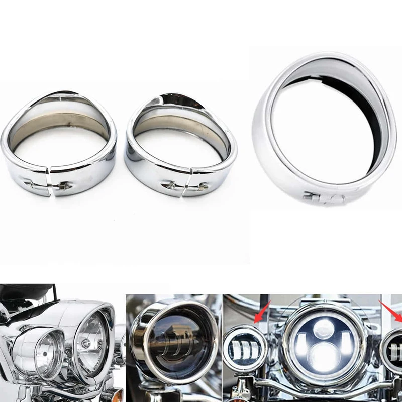 7inch black/Chrome Headlight Headlamp Trim Ring 4.5 inch Fog Light Trim