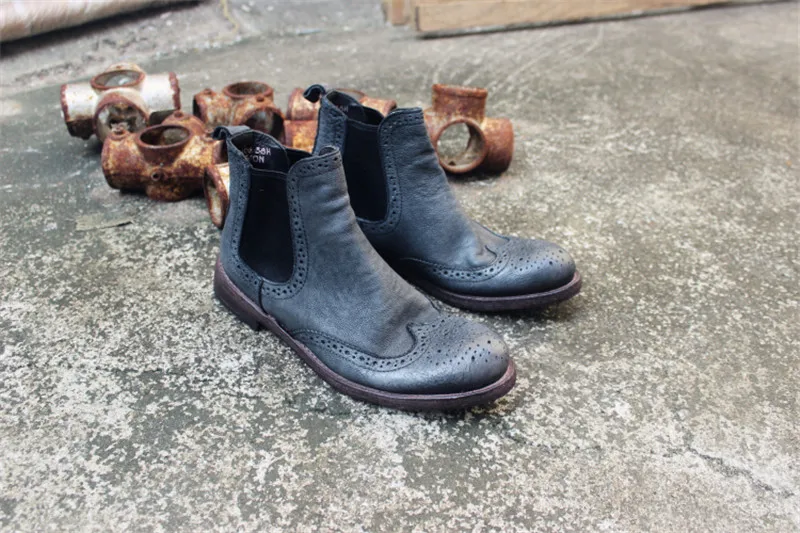 Высококачественные ботинки «Челси» ручной работы Goodyear в английском винтажном стиле, из натуральной кожи - Цвет: 1