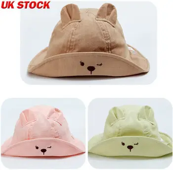 

Girls Baby Kids Solid Cotton Beach Cap Bow Flower Cute Summer Bucket Fisherman's Hat