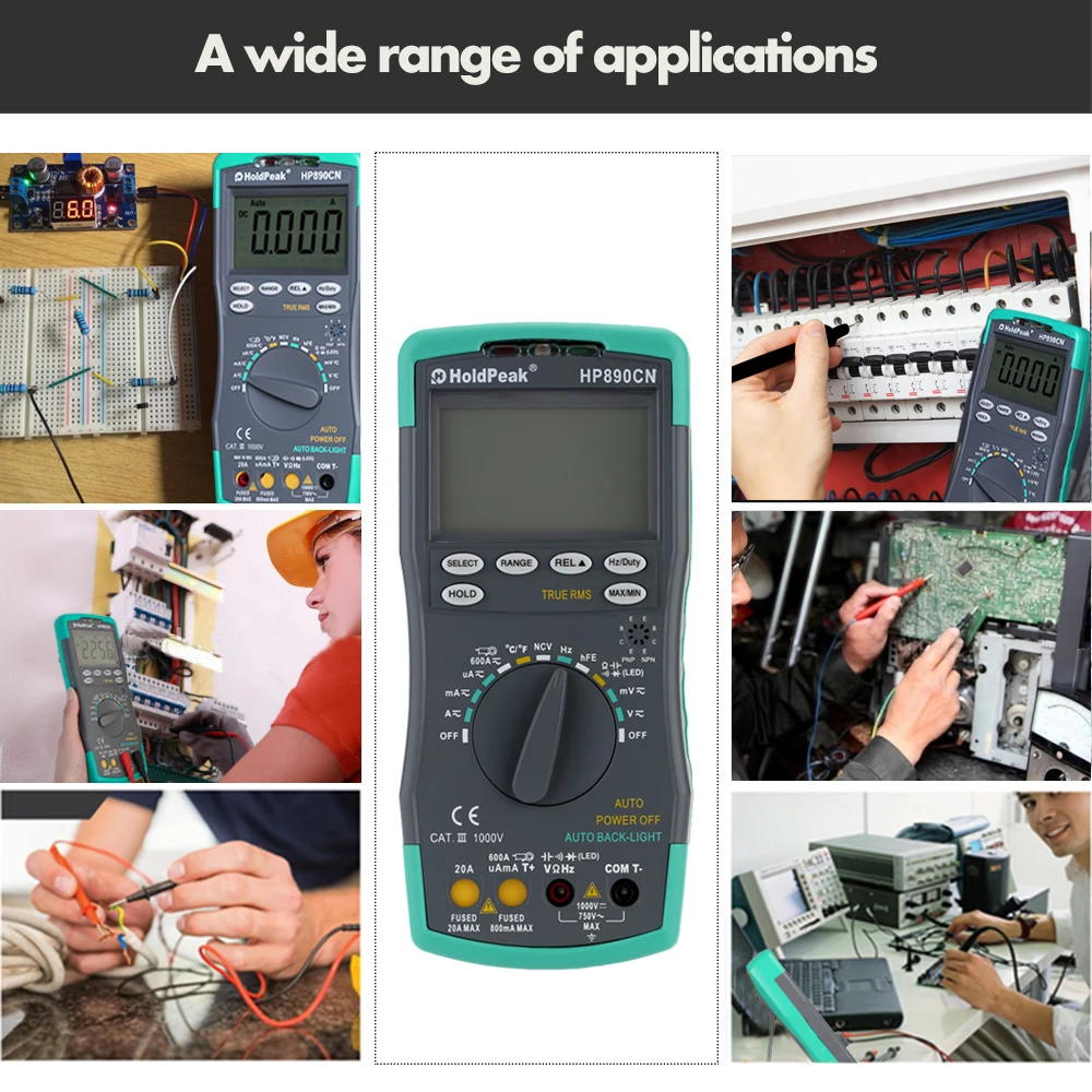 Цифровой мультиметр DMM с NCV детектором HP-890CN DC AC напряжение измеритель тока сопротивление Capaticance температура тестер
