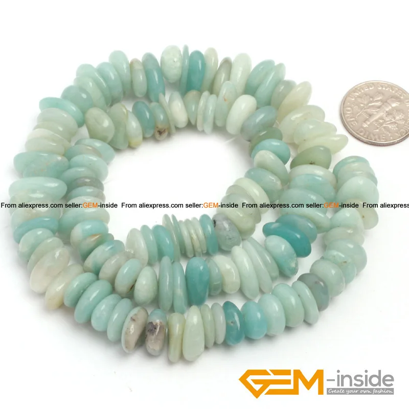 amazonite 3-5x10-12 мм фишки формы каменные бусины Seclectable: тигровый глаз, песчаник, Амазонит, Россия Амазонит, нить 1" оптом - Цвет: amazonite