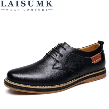 

2020 LAISUMK Men Business Shoes Leather Blue Black Yellowish Lace Dress Oxfords Leisure Low Heel Zapatos Hombre Vestir Size 11
