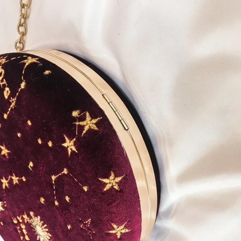 Звездное небо круговая модная Замшевая сумка на плечо с цепочкой на ремне женская сумка через плечо дамская сумочка женская круглая сумка