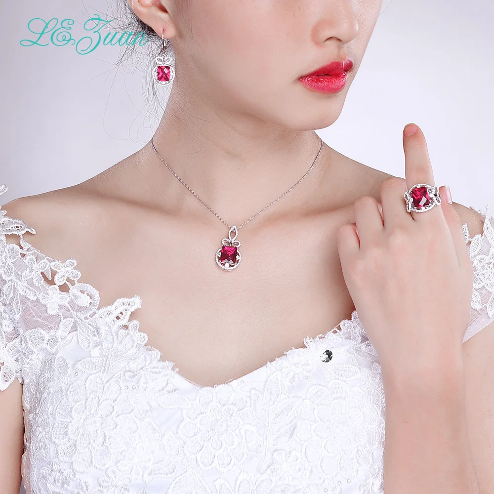 

I&zuan 6.87ct Red Stone Drop Earrings 925 Sterling Silver Jewelry Luxury Earrings For Women Checkerboard Cut Gems Earring