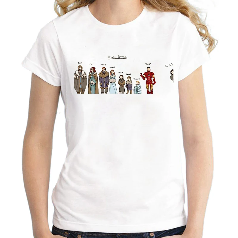 2017-Game-Of-Thrones-Women-T-Shirts-Funny-House-Stark-Jon-Snow-Printed-Lady-Tops-Short