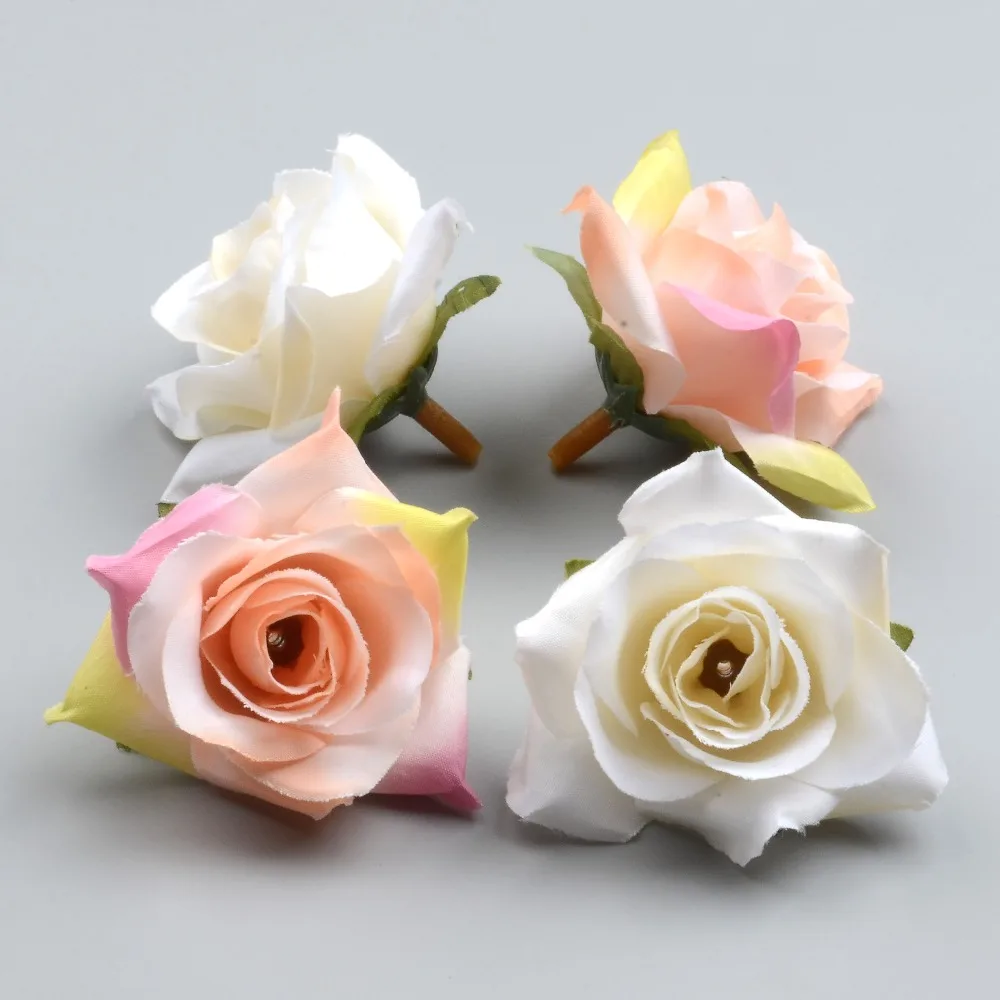 100PCS DIY Artificial White Rose Silk Flowers Head For Home Wedding