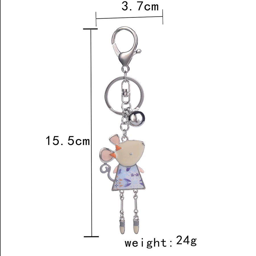Эмалированные брелки для женщин и девочек, цинковый сплав, подвеска мышь, брелок, модный брелок, цепочка, Винтажные Ювелирные изделия, бренд