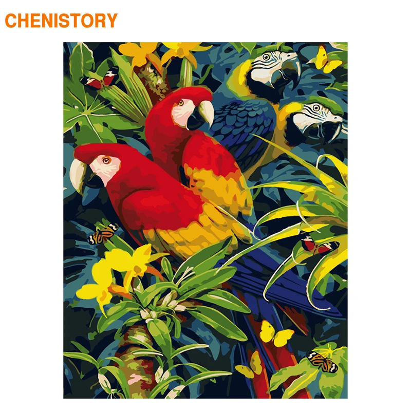 

CHENISTORY Frameless Parrot Animals DIY Painting By Numbers Modern Wall Art Picture Calligraphy Painting For Home Decor 40x50cm