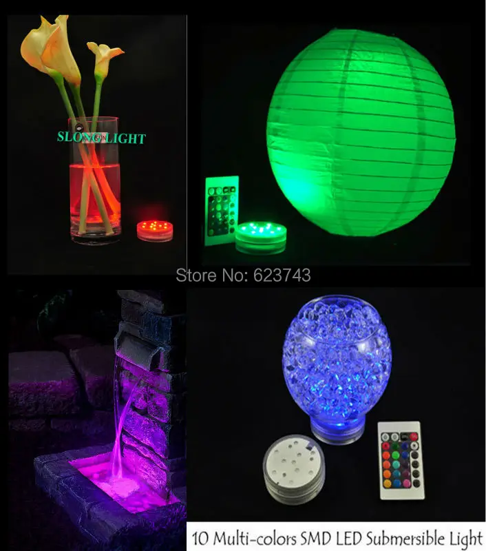

Free Shipping 4pcs RGB Multi colors Remote control 16colors Submersible LED light,LED vases base light,colorful underwater light