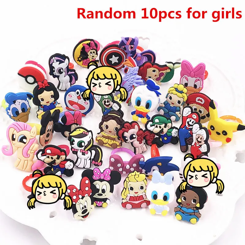 10pcs Girls Boys Cartoon Avengers Princess Minnie Mickey finger Rings Children Kids Jewelry Party cosplay Gift - Цвет основного камня: for girls