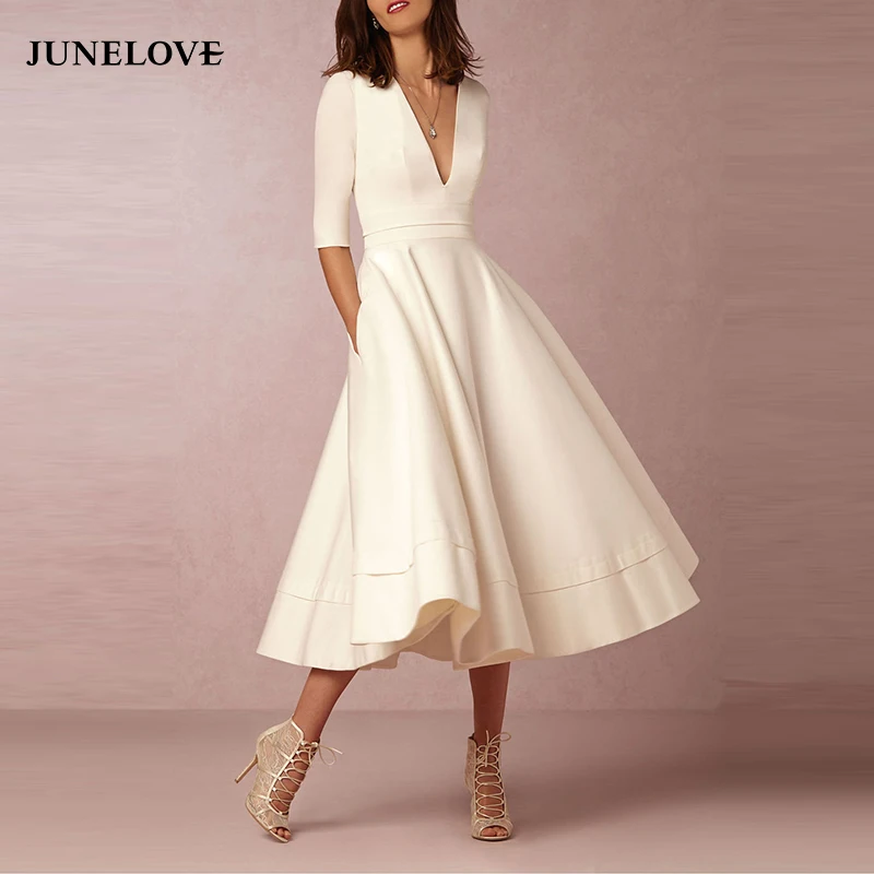 

JuneLove Women Spring V-Neck Maxi Dress Vintage Half Sleeve Female Long Dress Casual Retro Lady Party Dress Vestidos Plus Size