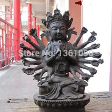 Xd 00822 Тибет Фейн Старый Бронзовый восемнадцать Вооруженных Авалокитешвара Кван юн Бодхисаттва Статуя