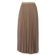 Однотонная плиссированная эластичная Летняя Пляжная Повседневная Женская однотонная шапка плиссированная юбка темно-синяя черная эластичная юбка на талии