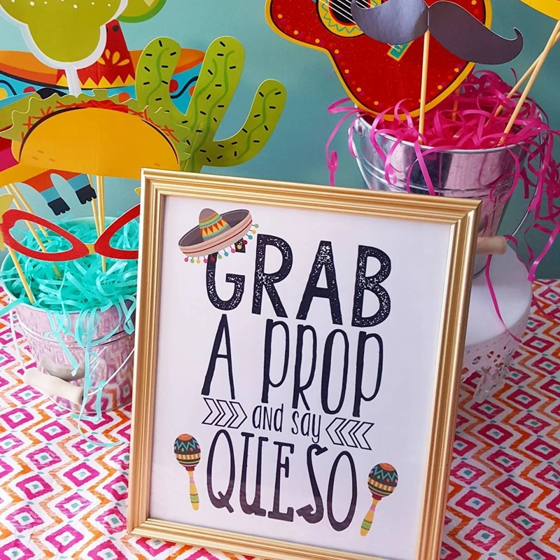 TOUSU Возьмите реквизит и скажите Queso Холст Картина Fiesta Photo Booth Prop Word Art Печать